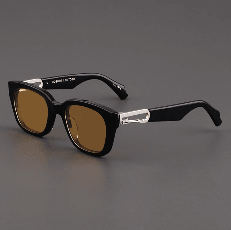 Sunglass Lover black acetate rectangle cat eye sunglasses with brown lenses and silver hinge retro cat eye sunglasses for women