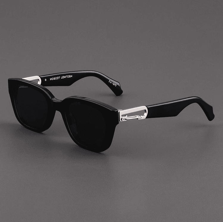 Sunglass Lover black retro cat eye sunglasses for women with thick rectangular frame and silver temple details